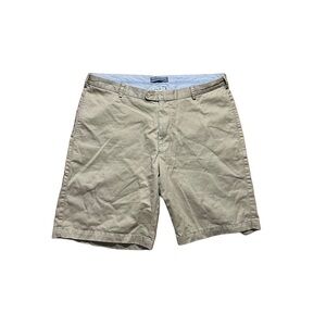 Peter Millar Khaki Chino Shorts Men 36 Tan Flat Front Casual Golf Preppy Classic